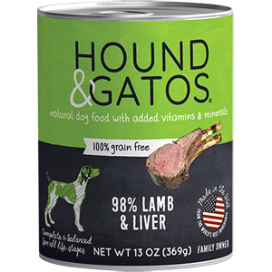 Hound & Gatos 98% Lamb & Lamb Liver Canned Dog Food 13oz - 12 Case Hound & Gatos, Lamb, Canned, Dog Food, hound, gatos, hound and gatos, lamb liver